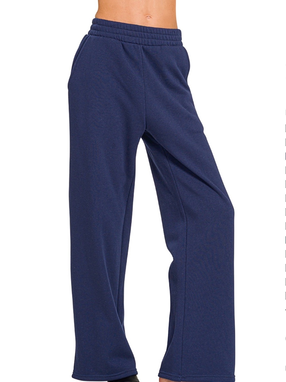 Zenana DK Navy Fleece Wide-Leg Lounge Pants - Picture 2 of 2